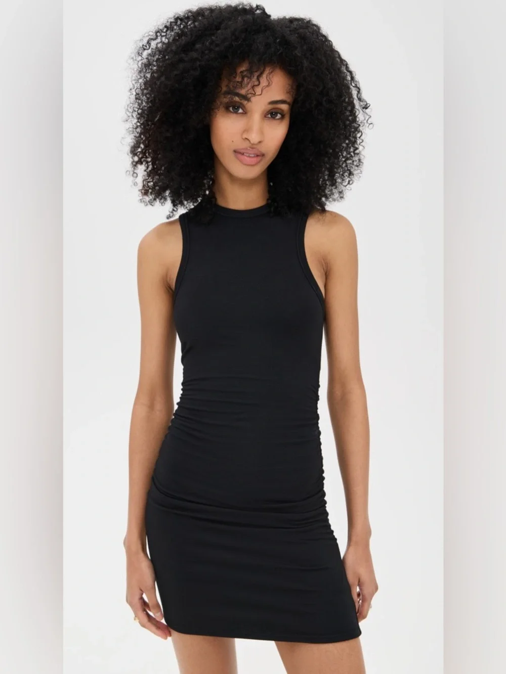 NWT ETERNE Carrie Ruched Mini Dress, Black, Medium - Picture 1 of 6